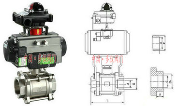 氣動(dòng)三片式球閥結(jié)構(gòu)圖